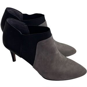 Vince Camuto Saron Bootie, Moonstone & Black Leather Womens Size 8.5 / 38.5
